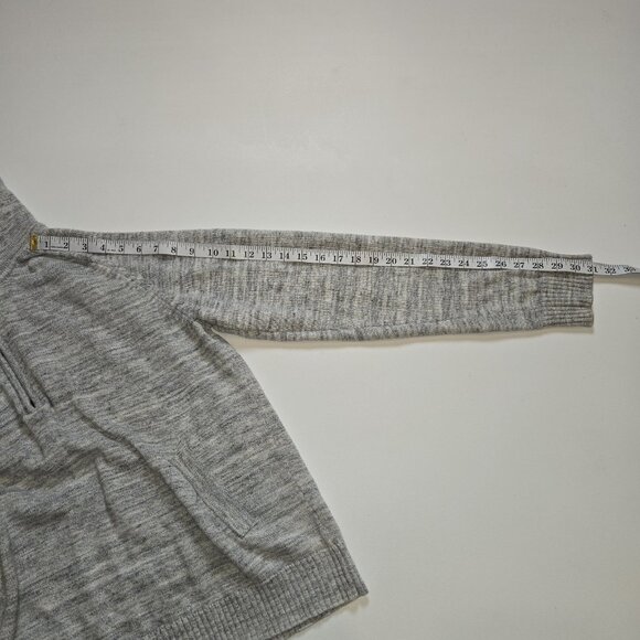 L.O.G.G. by H&M Grey White Denim Color Knit Womens 1/4 Zip Hoodie Kangaroo Large - Picture 8 of 8